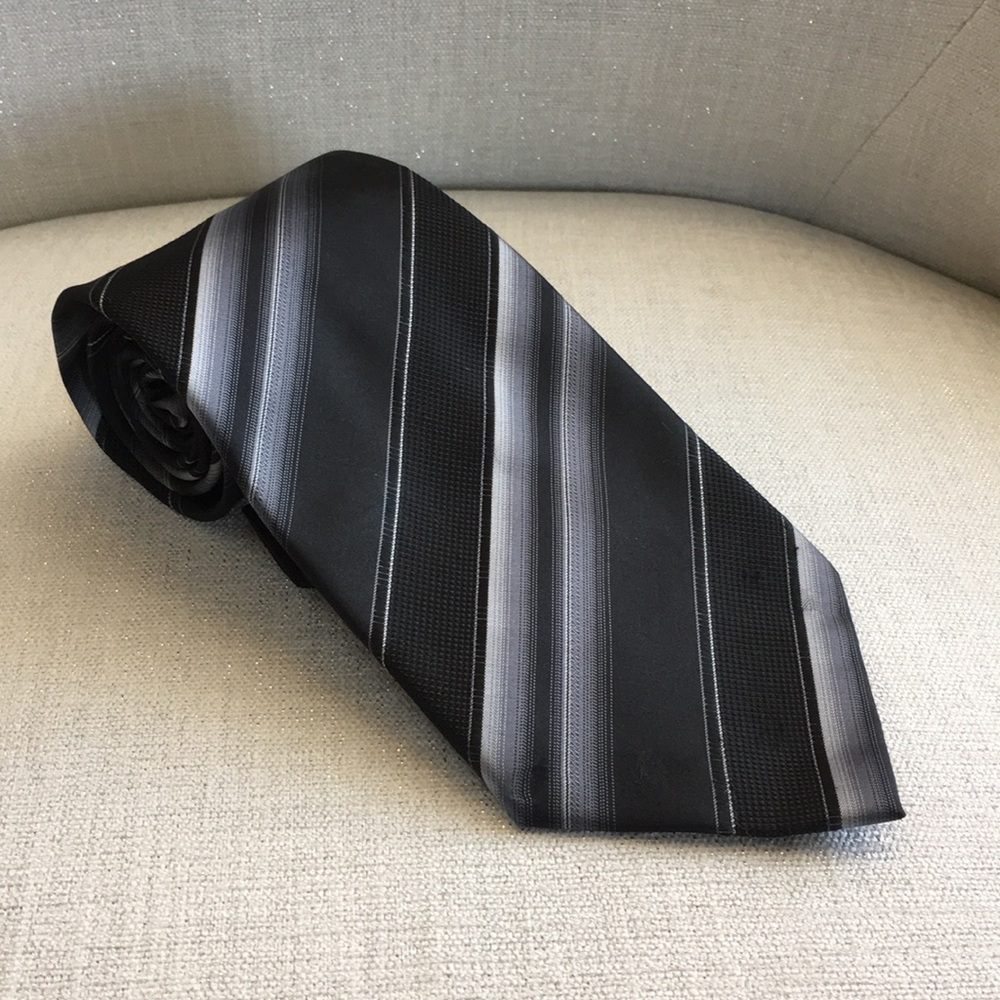 Umberto Frasi Black and Gray Striped Tie